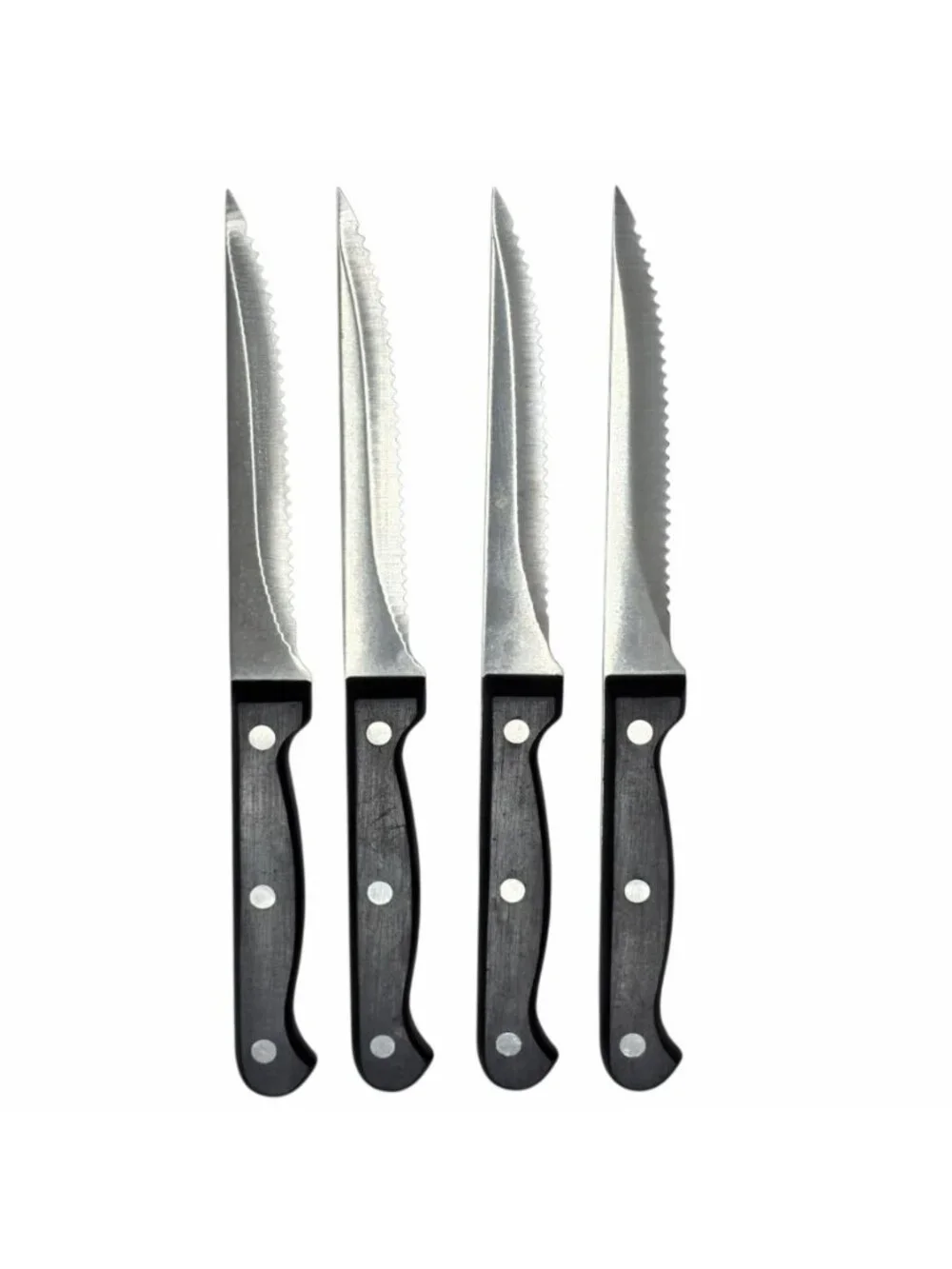8 Chicago Cutlery Steak Knives Black Rivets Serrated Blade Meat Knife Set Sharp